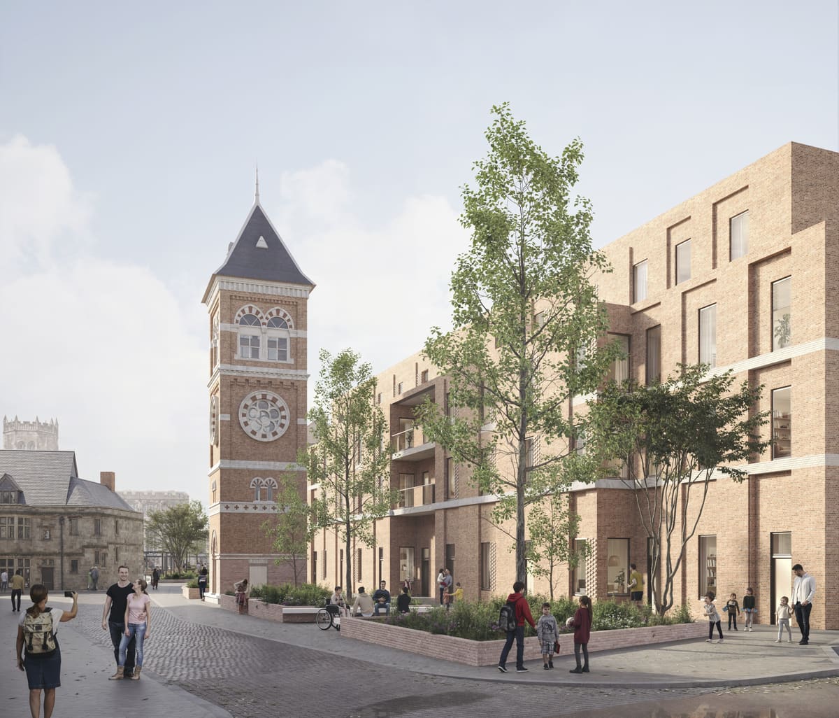 Artist’s impression of proposed Stafford town centre regeneration around the historic clock tower